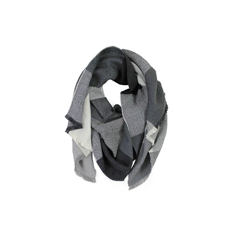 Rotfuchs Woven Scarf Checked Herringbone Fashion Grey White 100% Wool