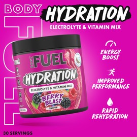 Applied Nutrition BodyFuel Hydration Electrolyte & Vitamin Powder - Natural Energy & Reduces Tiredness & Optimise Hydration (210g - 30 Servings)(Berry Blast)