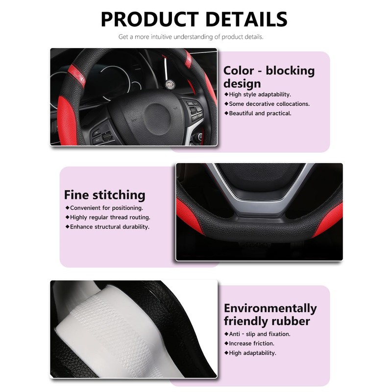 Cxtiy D-Shaped Flat Bottom Steering Wheel Cover for Women Girl