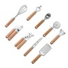 9PCS Kitchen Utensil Set Stainless Steel Wooden Handle Portable Baking