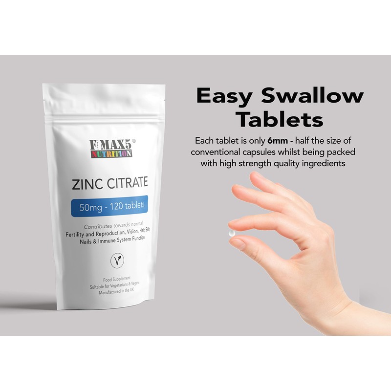 Zinc Citrate 50mg | 120/360 Tablets | One a Day