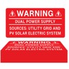 10PCS Solar Label Pack, Joyfulmap 4 X 2Inch,Warning-Dual Power Supply-Sources: