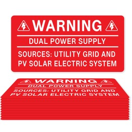10PCS Solar Label Pack, Joyfulmap 4 X 2Inch,Warning-Dual Power Supply-Sources: Utility Grid and PV Solar Electric System