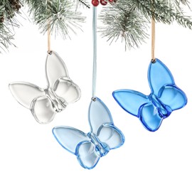 KANPURA 3pcs Crystal Butterfly Valentine's Day Hanging Decorations Glass Flying Butterfly Figurine Animal Collectible Butterfly Ornaments for Mother’s Day Home Decor Lucky Butterfly Gifts for Women