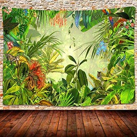 UHOMETAP Tropical Rainforest Landscape Tapestry, Jungle Tiger Plant Natural Scenery Tapestry Wall Hanging, Bed Cover Mural Home Decor 80X60 Inches GTLSUH274
