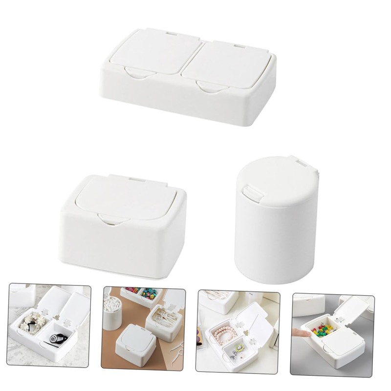 WOONEKY 3pcs Multi-function Desktop Storage Boxes for Home Organization Shape