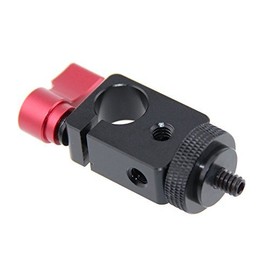 CAMVATE Single Rod Clamp 15mm with 1/4" Mount Screw Adapter (M5 Rotating Knob-Red) - 0866