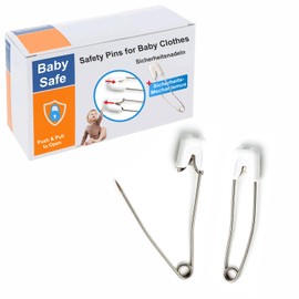 Sachverständigen-Zubehör® Safety Pins with Baby Clasp [Safety Nappy Pins] White Large 58 mm Set of 20 Stainless Steel Nappy Pins for Children Cloth Nappies with Extra Safety Lock
