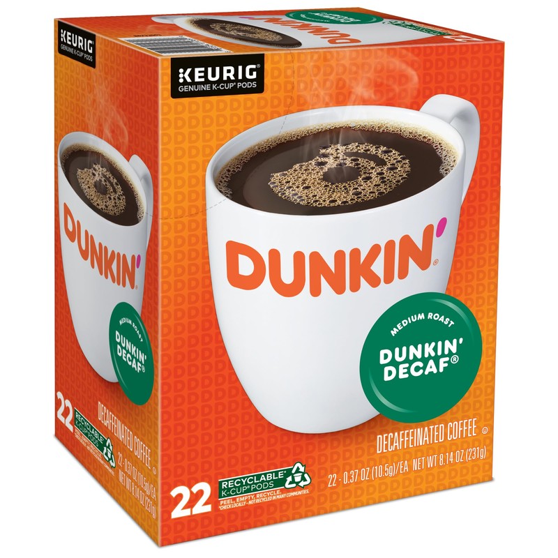 Dunkin' Donuts Decaf Keurig Single-Serve K-Cup Pods, Medium Roast, 22