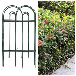 Amagabeli Decorative Garden Fence 32inx20ft Rustproof Green Iron Landscape Wire Folding Fencing Ornamental Panel Border Edge Section Edging Patio Fences Flower Bed Outdoor FC02