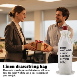 YangQian New Chapter Wine Gift Bag for Women Men Retirement Gifts for Female Male Friends Coworker Leaving Gifts for Women Men New Job Gift Wine Bag