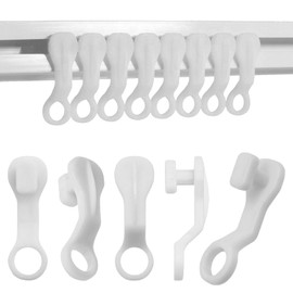 100 PCS Curtain Hooks Plastic Runners Drapery Track White Fittings Rails Spares Curtain Track Gliders for Home Office Windows Door Shower