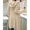 Women Hooded Open Front Cardigan Cable Knit Sweaters Solid Color
