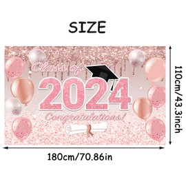 Graduation Decorations 2024, 2024 Graduation Banner for Men Women,Congratulations Graduates Banne Backdrop Masters Graduation Party Supplies (pink)