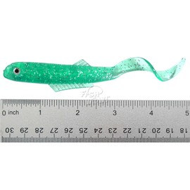 20pcs Green Fish WOW!® 4" Blam Swimbaits Minnows Fat bass Squid 5 inch (w/The Tail Extended) Curly Tail Minnow Balm Worm Fishing jig Head Soft Lure