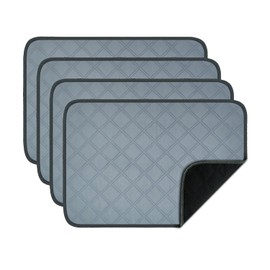 RIOUSSI Washable Pee Pads for Dogs, Reusable, Absorbent, Leakproof, Non Slip Pet Puppy Pads for Potty Training. Light Gray, 18x24 Inch(4pack)