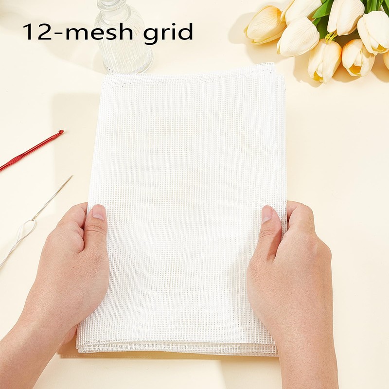 letsinstyle 12 Mesh White Needlepoint Canvas, 18.8 x 59 Inch