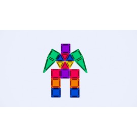 BunnyBoo 42PC Mini Magnetic Tiles Travel Set | STEM Gifts for Ages 3-8 | Food-Grade ABS with 360° Rotation Magnets | 7.1"×4.5" Iron 2-in-1 Building Base Box | Airplane, Camping & Restaurant Toys