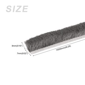 METALLIXITY Brush Seal Weather Stripping (9/32"x5/16"x49.2ft), Card Slot Elastic Door Brush Strip - for Sliding Sash Door Window Wardrobe Seal