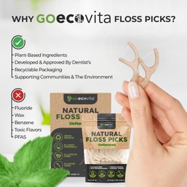 Biodegradable Floss Picks - Natural Straw Wheat Handle | Thin & Durable Thread for Tight Gaps! | Dental Flossers for Adults | Gentle on Gums & Teeth | Eco Friendly, Vegan (200 Pack, Unflavored)