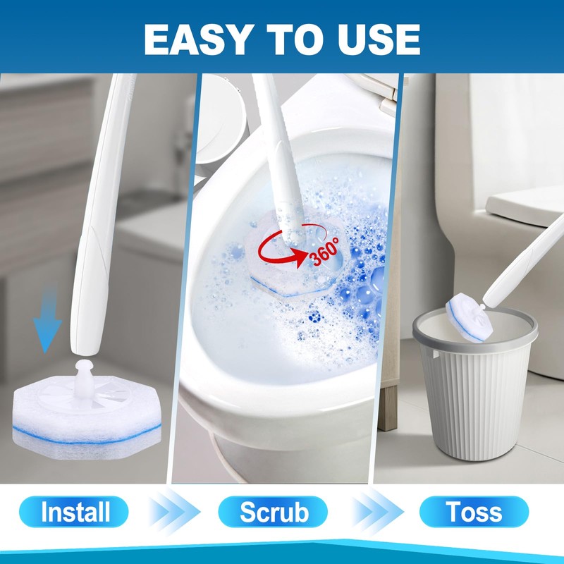 Actmuen 100pcs Disposable Toilet Brush Replacement Head,Bathroom Cleaning,Disposable Bowl Cleaners