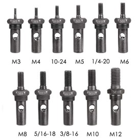 WETOLS 11Pcs Rivet Nut Tool Replacement Mandrels of WE882/WE889, Rivet Nut Tool Accessories Set M3 M4 M5 M6 M8 M10 M12, 10-24, 1/4-20, 5/16-18, 3/8-16 Rivet Nut Tool Spare Parts
