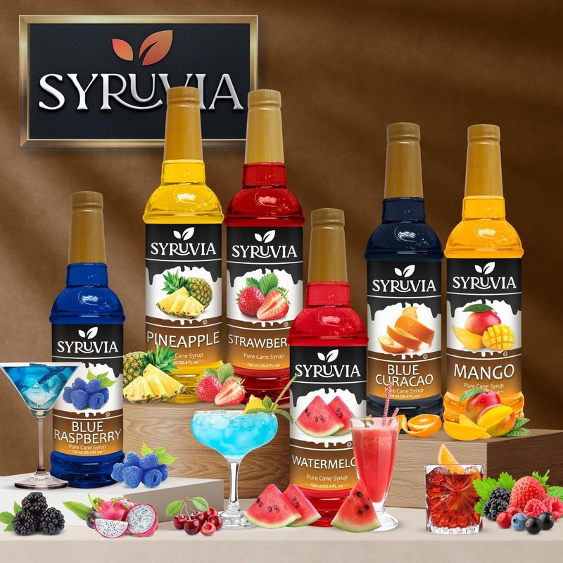 Swiss Chocolate Mocha Syrup by Syruvia 6-Pack, 25.4 fl oz,