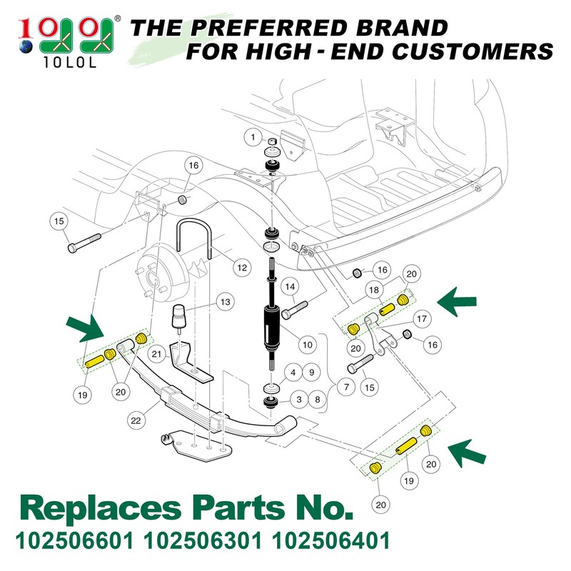 10L0L Complete Rear Leaf Springs & Shackles Bushing Sleeve kit
