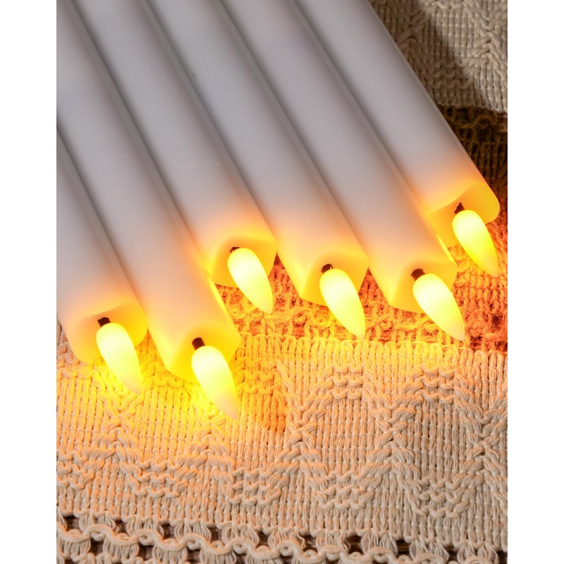 Homemory Waxy Flameless Taper Candles with Remote Timer Dimmer, Battery