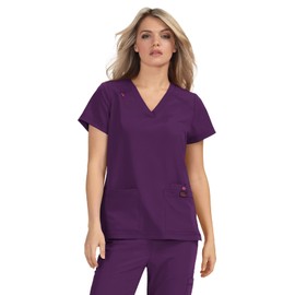 KOI Betsey Johnson B101 Women's Freesia Scrub Top Eggplant L
