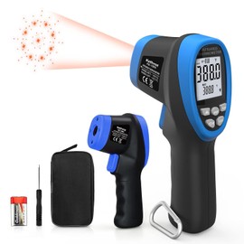 Infrared Thermometer Gun Digital Temperature Meter -50°C ~ 1800°C, Kethvoz IR Infrared Laser Pyrometer Gun with D: S = 50:1 & Emissivity Adjustable, for Cooking/Meat/Pizza Oven/Sugar/Industry