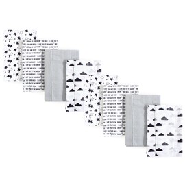 Hudson Baby Cotton Poly Flannel Burp Cloths Multipack, Moon and Back 8-Pack, One Size