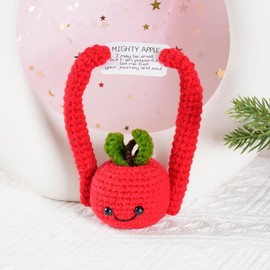 janeunique Crochet Red Apple Emotional Knitted Emotional Support for Office Living room Bedroom Desk Decor Give To Friends Cute Encouraging Gift