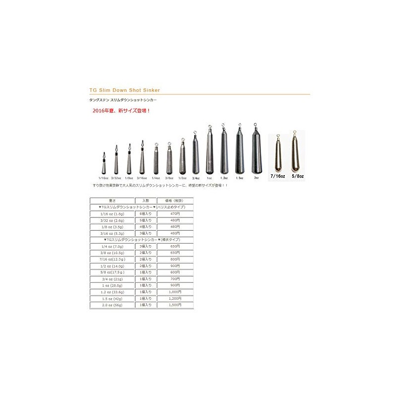 レイン(Reins) タングステン スリムダウンショットシンカー 2.7g [3/32oz]
