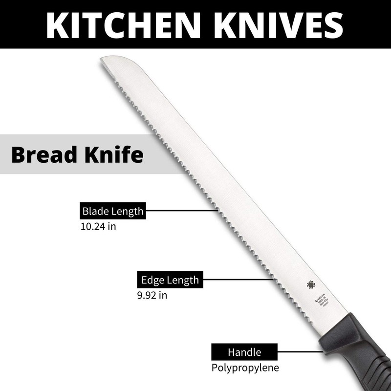 Spyderco Lightweight Kitchen Bread Knife with 10.25" MBS-26 Stainless Steel