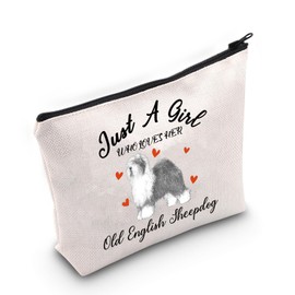PYOUL Old English Sheepdog Lover Gift Who Loves Her Old English Sheepdog Makeup Bag Old English Sheepdog Owner Gift Dog Lover Dog Mom Gift (English Sheepdog Bag)
