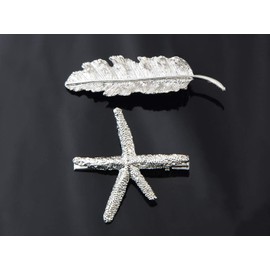 Alilang Silver Starfish and Leaf Shape Hair Clip Vintage Hair Pin for Women, One Size, 1 Piece