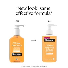Neutrogena Limpiador facial para acné sin aceite, sin fragancia, limpiador facial de piel sensible con tratamiento de acné de ácido salicílico al 2% p