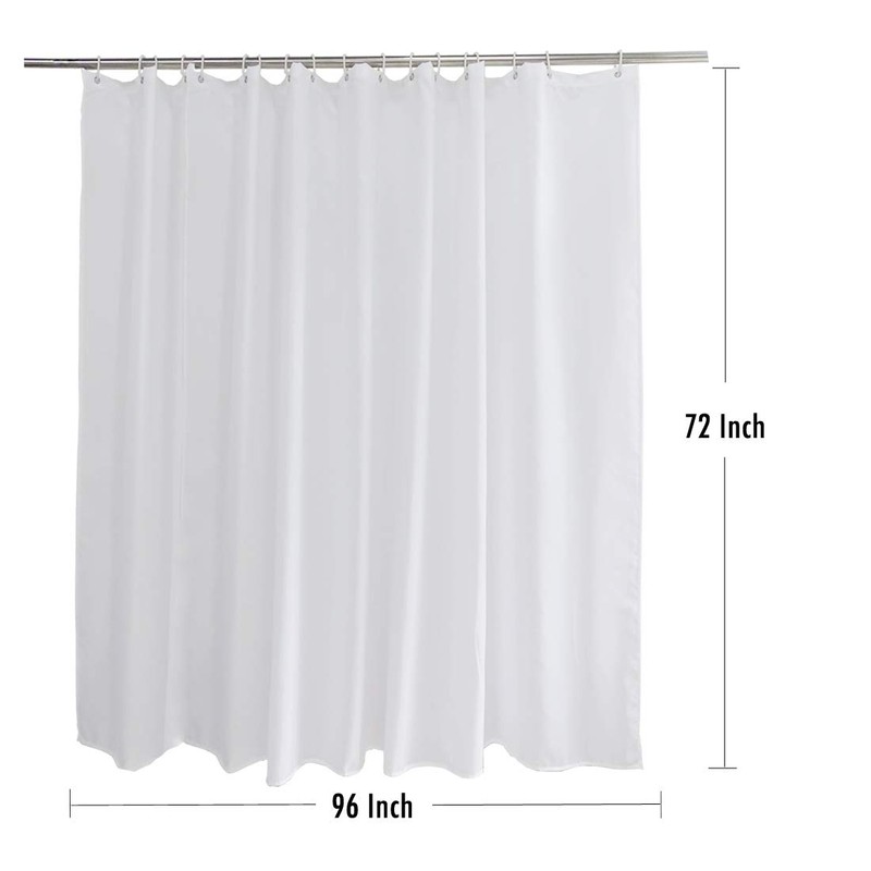 Extra Wide Shower Liner 96x72, Water Repellent Heavy Duty White