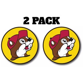 Buc-ee's BEAVER ROUND LOGO MULTI SIZE 2 PACK VINYL STICKER - 16 inch