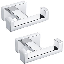 Angle Simple Double Towel Hook Polished Chrome 2 PCS, 304 Stainless Steel Bathroom Hook for Wall, Robe Coat Hook