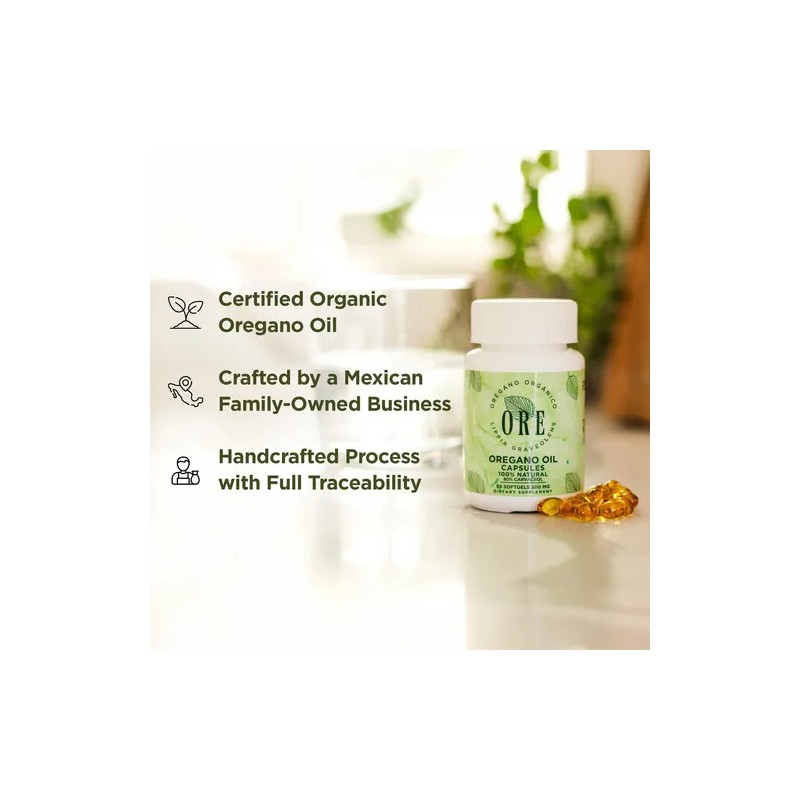 Ore Cápsulas Aceite De Orégano 80 Carvacrol 65ct