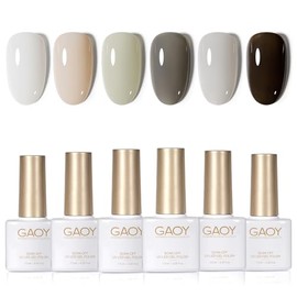 GAOY Jelly Black White Gel Nail Polish Set, 6 Transparent Colors Sheer Gray Nude Soak Off UV Light Cure Gel Polish Kit for Salon and Nail Art DIY at Home