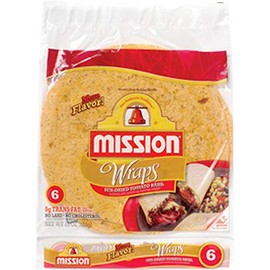 Mission, Sun-Dried Tomato & Basil Wraps, 6 Count, 15oz Package (Pack of 4)