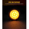 Partsam 8Pcs 2.5 inch Red/Amber 12LED Flow Feature Round Side
