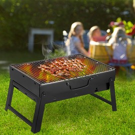 Charcoal Grill, Portable Folding Barbecue Grill BBQ Grill Desk Tabletop Outdoor Stainless Steel Camping Grill for Picnic Garden Terrace Camping Travel(Medium)