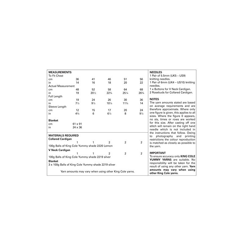 King Cole 4819 Knitting Pattern Baby Cardigans and Blanket in