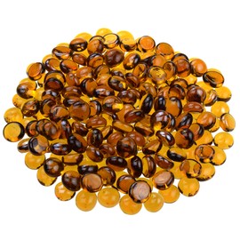 KINGOU Flat Glass Gems/Beads/Stones for Vase Filler, Table Scatter, Games - 1 Lbs (14-16mm, Approx. 5/8")