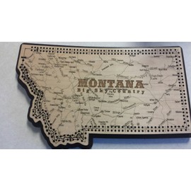 Montana State Shape Road Map Cribbage Board
