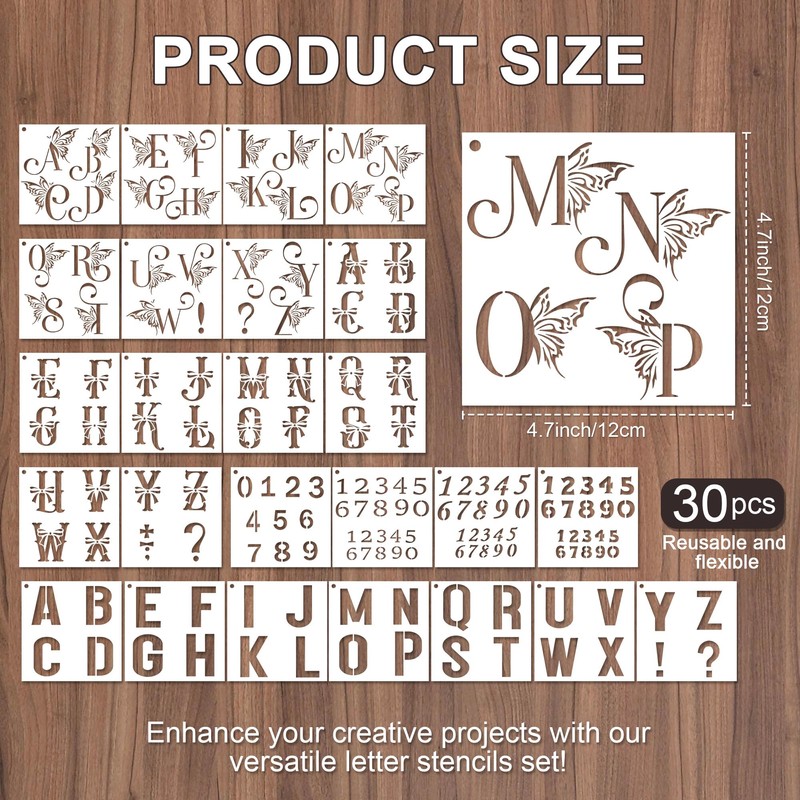 Keluna Uppercase Letter Stencils for Painting - 30 Pcs Alphabet